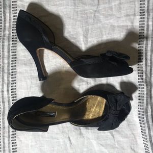 Dolce & Gabbana Women’s Suede Peep Toe Pumps Bow